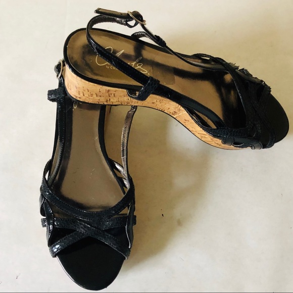 Charles David Shoes - Charles David Black Wedge Sandals